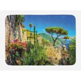 thumbnail image 1 of Scenery Bath Mat, Mediterranean Cute Stone Made Village with Trees Blossoms Flower Mountain and Sea, Non-Slip Plush Mat Bathroom Kitchen Laundry Room Decor, 29.5 X 17.5 Inches, Multicolor, Ambesonne, 1 of 2