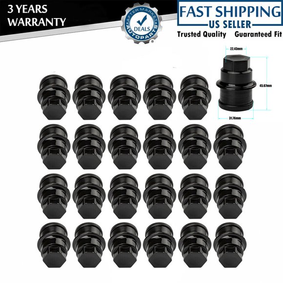 24x Black Wheel Nut Covers M27-2.0 Hex 22mm 15767268 for Chevy for Cadillac 12472838