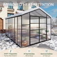 thumbnail image 6 of Vigo huseeo 10x14FT Large Walk-in Greenhouse, Extra-Height Version Polycarbonate Greenhouse with Aluminum Frame for Backyard, Black, 6 of 9