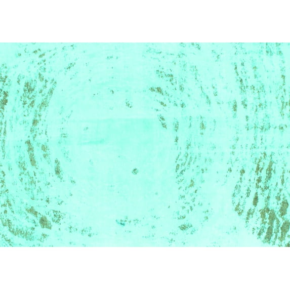 Ahgly Company Machine Washable Indoor Rectangle Abstract Turquoise Blue Modern Area Rugs, 6' x 9'