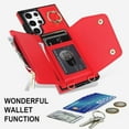 thumbnail image 4 of Crossbody Wallet Case for Samsung Galaxy S22 Ultra 5G, Card Slot Phone Case with Zipper Pocket Kickstand Purse Hand Strap Cover with Removable Crossbody Wrist Strap Flip Case - Red, 4 of 14