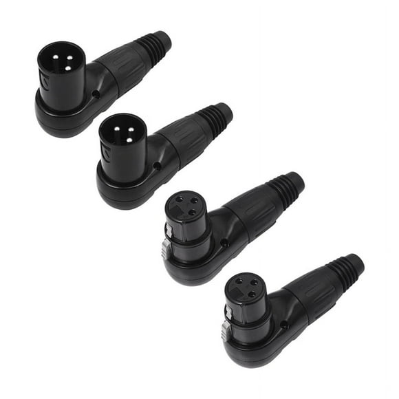 XLR Connector, 3pin XLR Microphone MIC Male Plug Female Jack Adapter 90 Degree Wire Connector for Speaker Systems