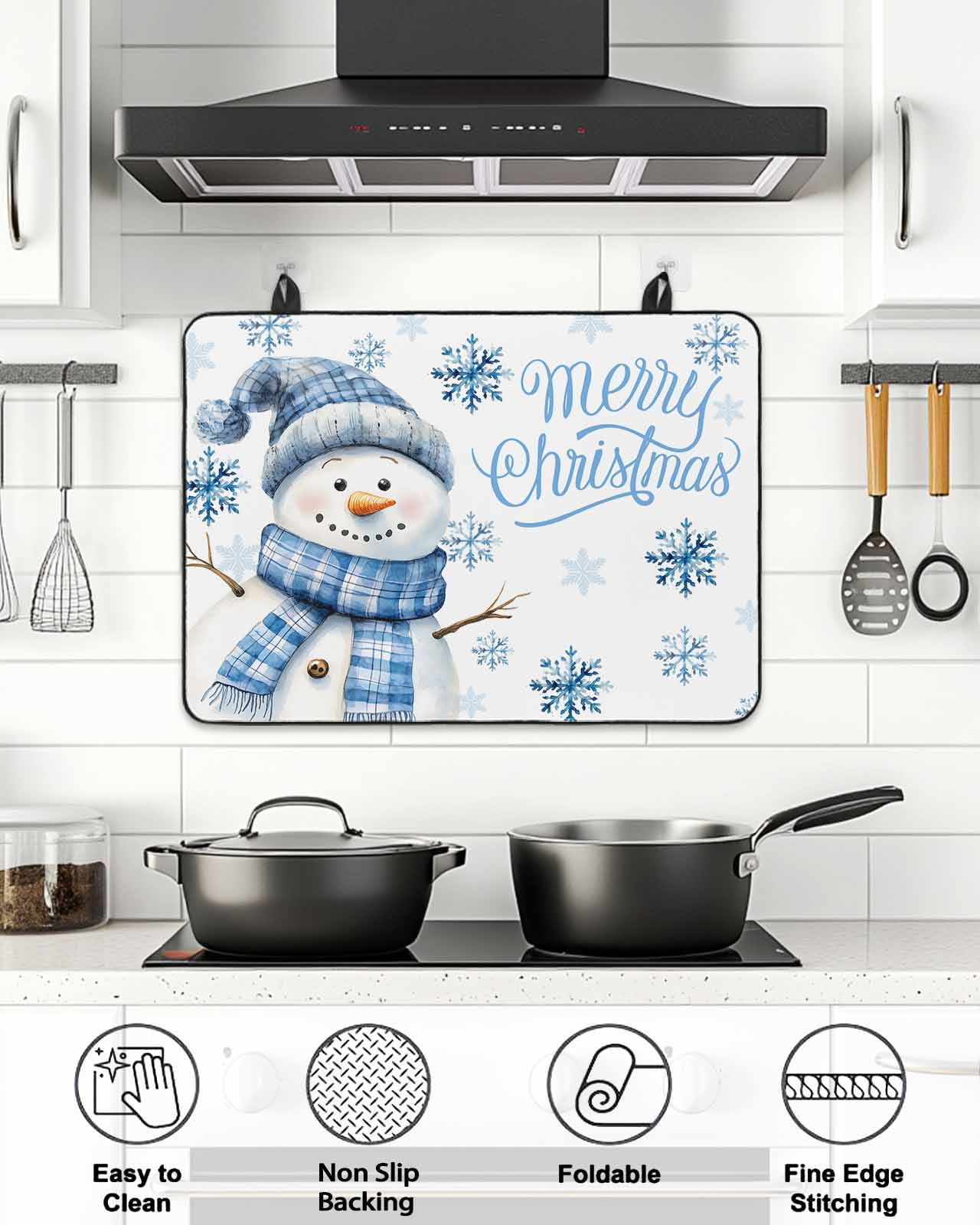 The Chef Stove Top Covers for Electric Stove, 36'x21'' Gnome Kitchen Black Buffalo Plaid Glass Ceramic Stove Cover Foldable Rubber Mat Heat Resistant Cooktop Protector for Kitchen