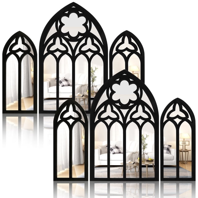 Juego de 6 espejos de arco de pared Kyoffiie, estilo gótico, para decoración de catedral.