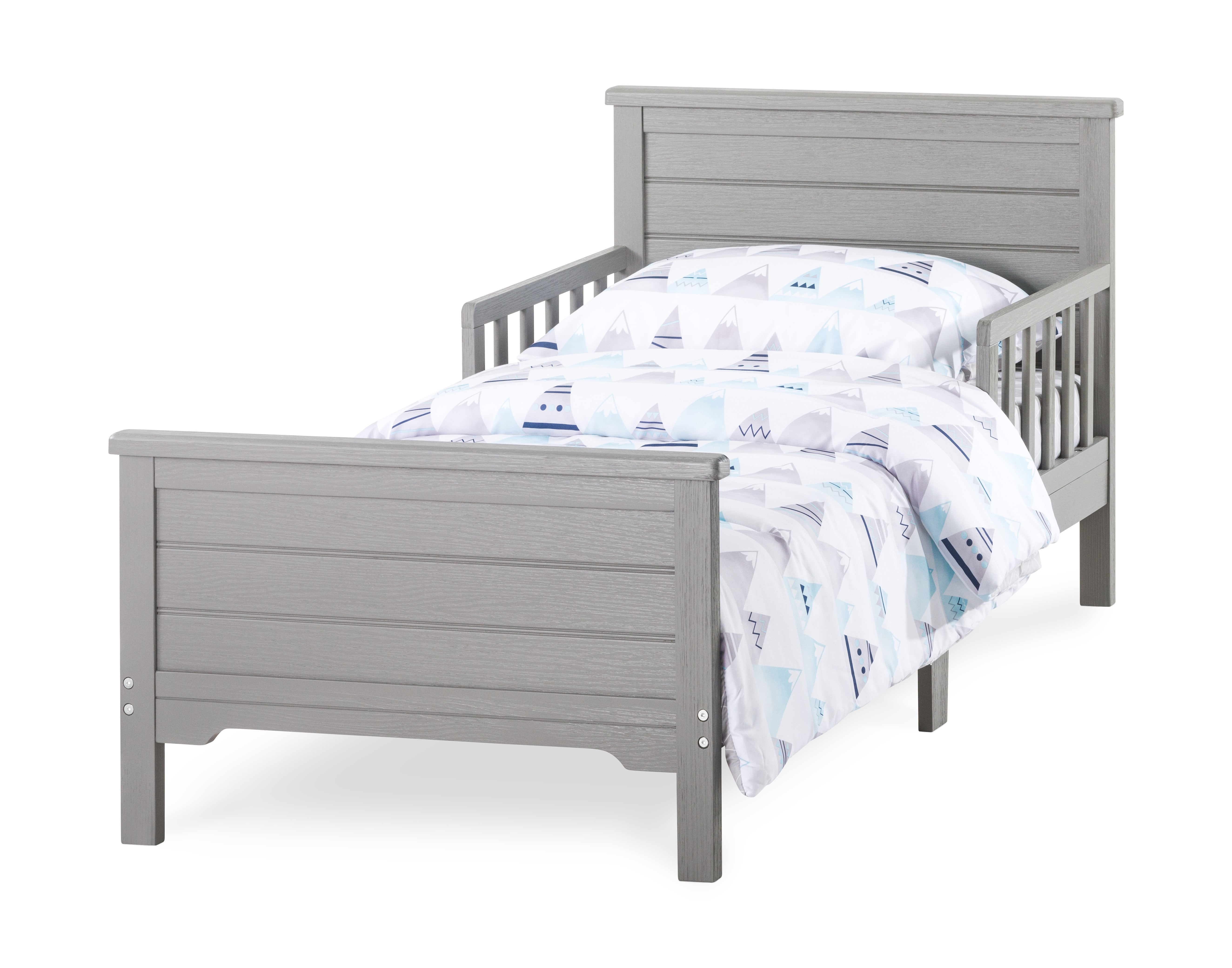 Forever Eclectic Woodland Toddler Bed with Rails, Brushed Pebble