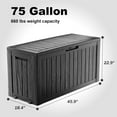 thumbnail image 4 of 75 Gallon Resin Deck Box, Lockable Patio Outdoor Storage Box for Furniture, Garden Tools and Tools Storage, Waterproof Outside Storage Boxes - Black, 4 of 7