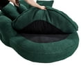 thumbnail image 3 of Oversized Oval Upholstered Bean Bag Sofa, Lazy Sofa with 3 Large Pillows and 2 Small Pillows, Wrap Around Backrest for Adults, Chenille Fabric Lazy Floor Bean Bag Sofa (Green), 3 of 11