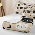 thumbnail image 4 of Manfei Kawaii Kitten Quilt King, Boho Moon King Coverlet Set, Beige, 3 Pieces, 1 Bedspread and 2 Pillowcases, 4 of 7