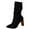 Black, variant on YOUSNH Large Size Solid Flock Pointed Thick Heels Comfortable on High Heels Women Mid Calf Boots Women's Boots Brown 6.5