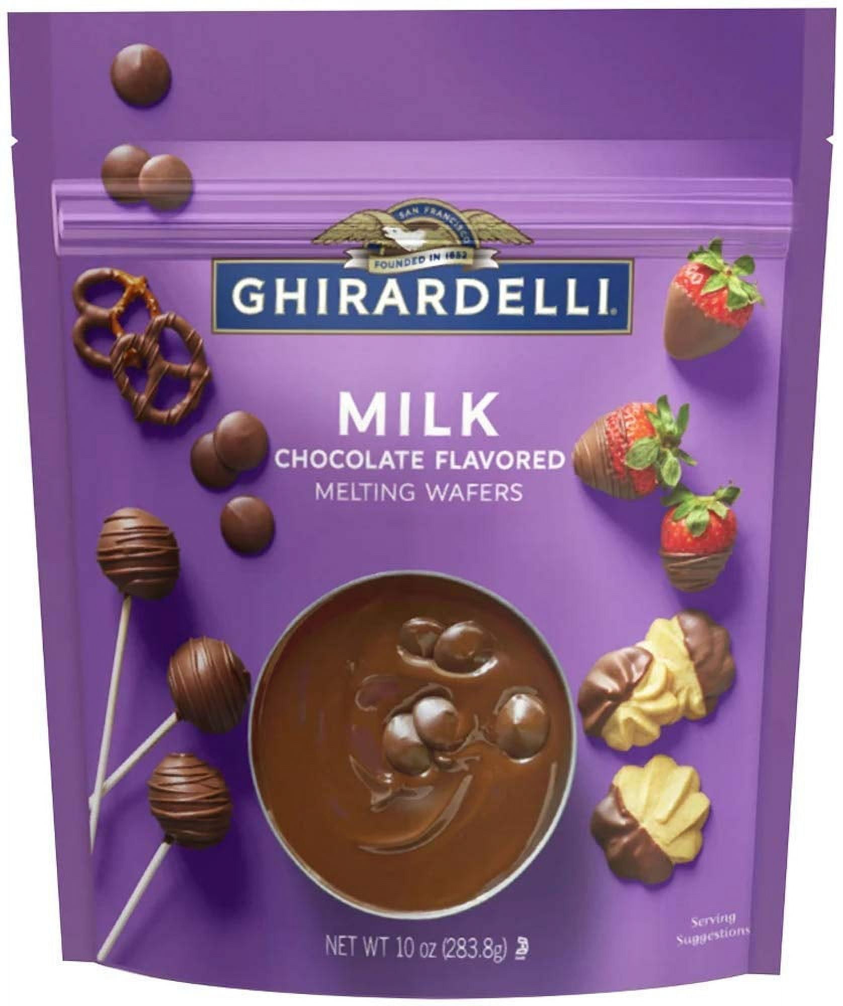 Ghirardelli Melting Wafers Bundle, Milk Chocolate, Dark Chocolate, White Chocolate, Set of 3-10oz each