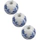 thumbnail image 3 of 30x cuentas de cerámica redondas con patrón de flores de 12mm (4/8 pulgadas) de diámetro. Blanco+azul, 3 of 4