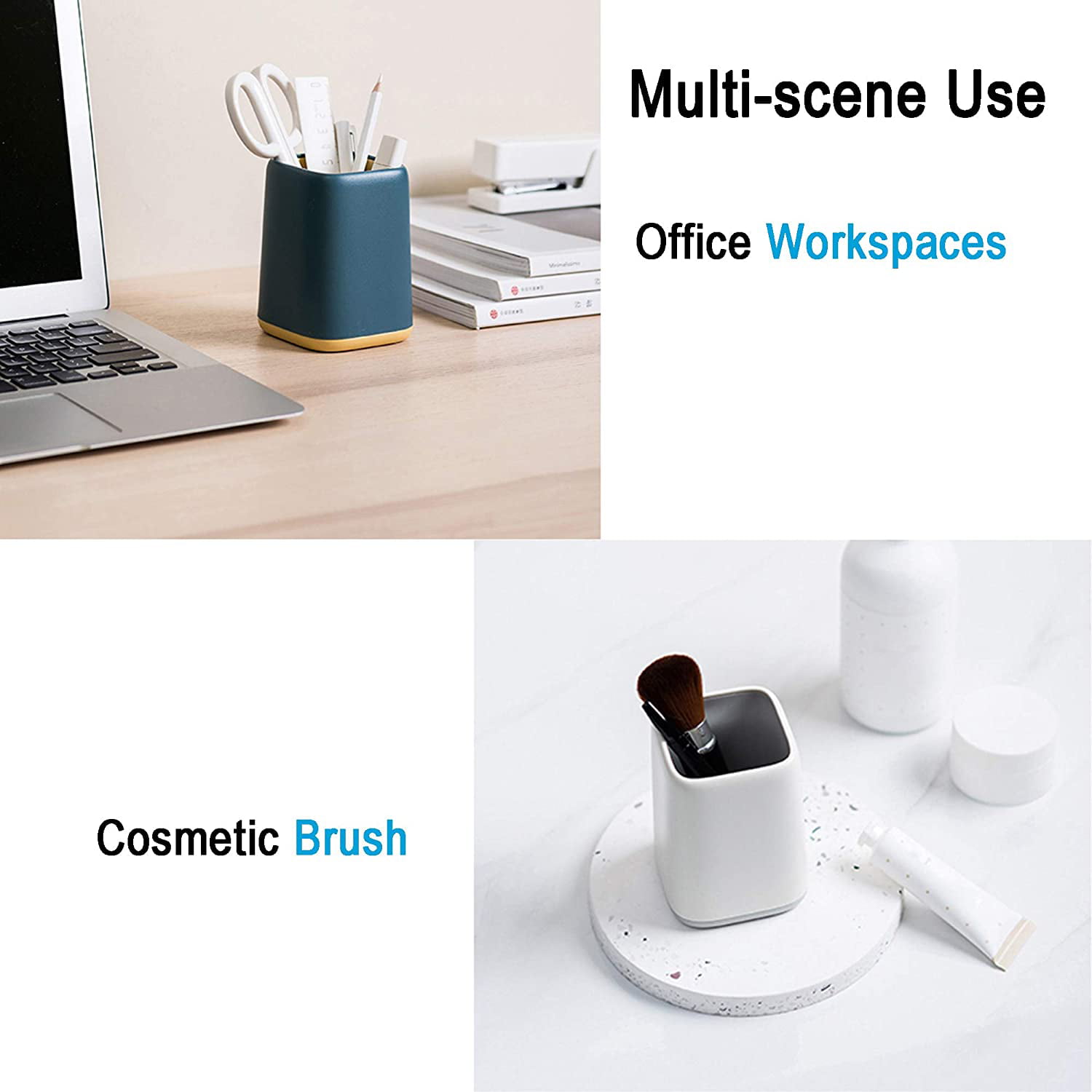 Two-Tone Cute Pencil Cup Makeup Brush Holder Details about    Desk Pen Holder Flesh-colored 