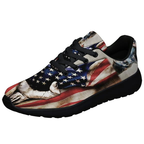 German Shepherd American flag U S Shoes Sneakers for Women Men Black Size 3.5