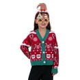 thumbnail image 5 of Jollidays Girls' Elf Santa Candy Cane Crop Long Sleeve V-Neck Button Front Cardigan Sweater, Size S-XL, 5 of 5