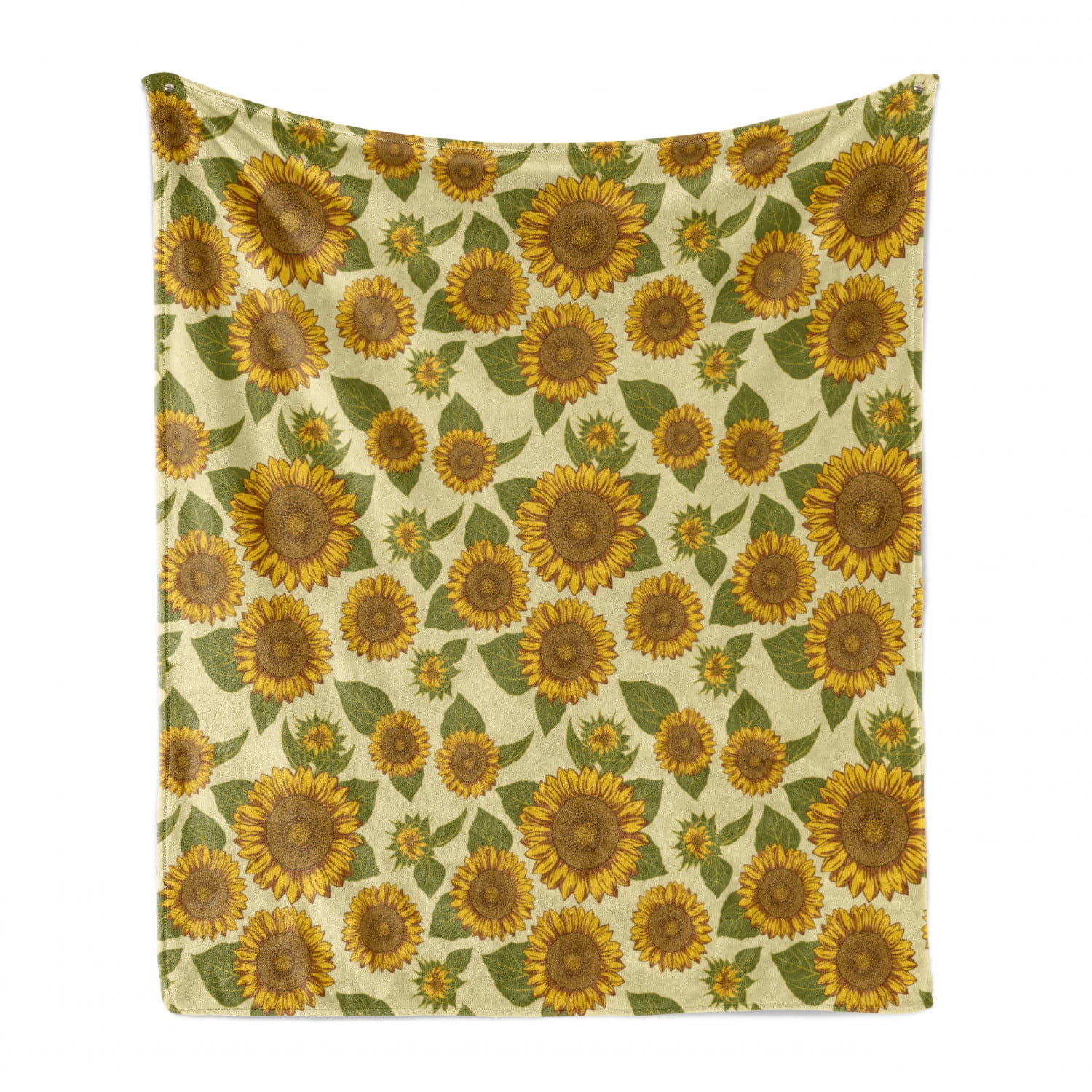Sunflower Soft Flannel Fleece Throw Blanket, Funky Style Sunflower in