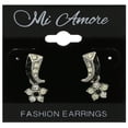thumbnail image 2 of Mi Amore Flower Dangle-Earrings Silver-Tone/Black, 2 of 2