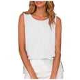 thumbnail image 5 of idosla Tank Tops Women Comfy Summer Sleeveless Crewneck Gauze Shirts Casual Blouse Cami Crop Tops (White, L), 5 of 6