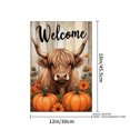 thumbnail image 3 of JOOCAR Welcome Highland Cow with Pumpkins Linen Garden Flag for Fall Autumn Home Outdoor Garden Yard Door Decor 12x18 inch, 3 of 4