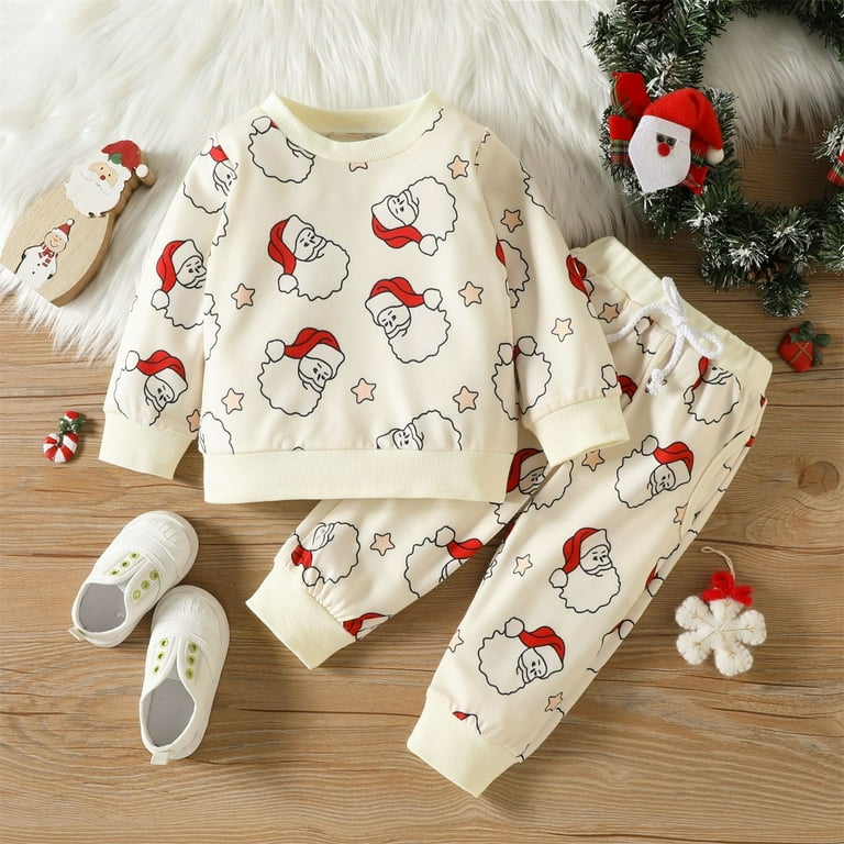 Baby Boys Girls Matching Christmas Prints Clothes Top T Shirt