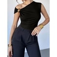 thumbnail image 2 of Women'S Off the Shoulder Tops Mental Elegant Asymmetrical Dressy Top Going Out Outfits Black L, 2 of 9