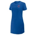 thumbnail image 2 of Women's Fanatics Royal Chicago Cubs Ruched Drape T-Shirt Dress, 2 of 5