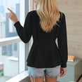 thumbnail image 5 of Fewfanhot Womens Fashion Lace Button V-Neck Shirt,Long Puff Sleeve Tie-Waist Cute Top, 5 of 9
