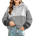 thumbnail image 2 of Hellosay Fleece Hoodies for Girls Size 13-14 Winter Long Sleeve Hooded Sweatshirt Heavyweight Color Block Pullover Tops, 2 of 6