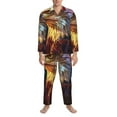 thumbnail image 3 of Uemuo Geometric American Bald Eagle Pattern 2-Piece Loungewear Set - Men’s Soft Sleepwear, Cozy Winter PJs, Comfy Sleep Set-Medium, 3 of 7