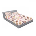 thumbnail image 2 of Food Fitted Sheet & Pillow Sham Set, Donuts and Tiny Hearts Pattern of Colorful Yummy Delicious Desserts Pastry Themed Print, Decorative Printed 3 Piece Bedding Decor Set, Queen, Pink Brown, Ambesonne, 2 of 2