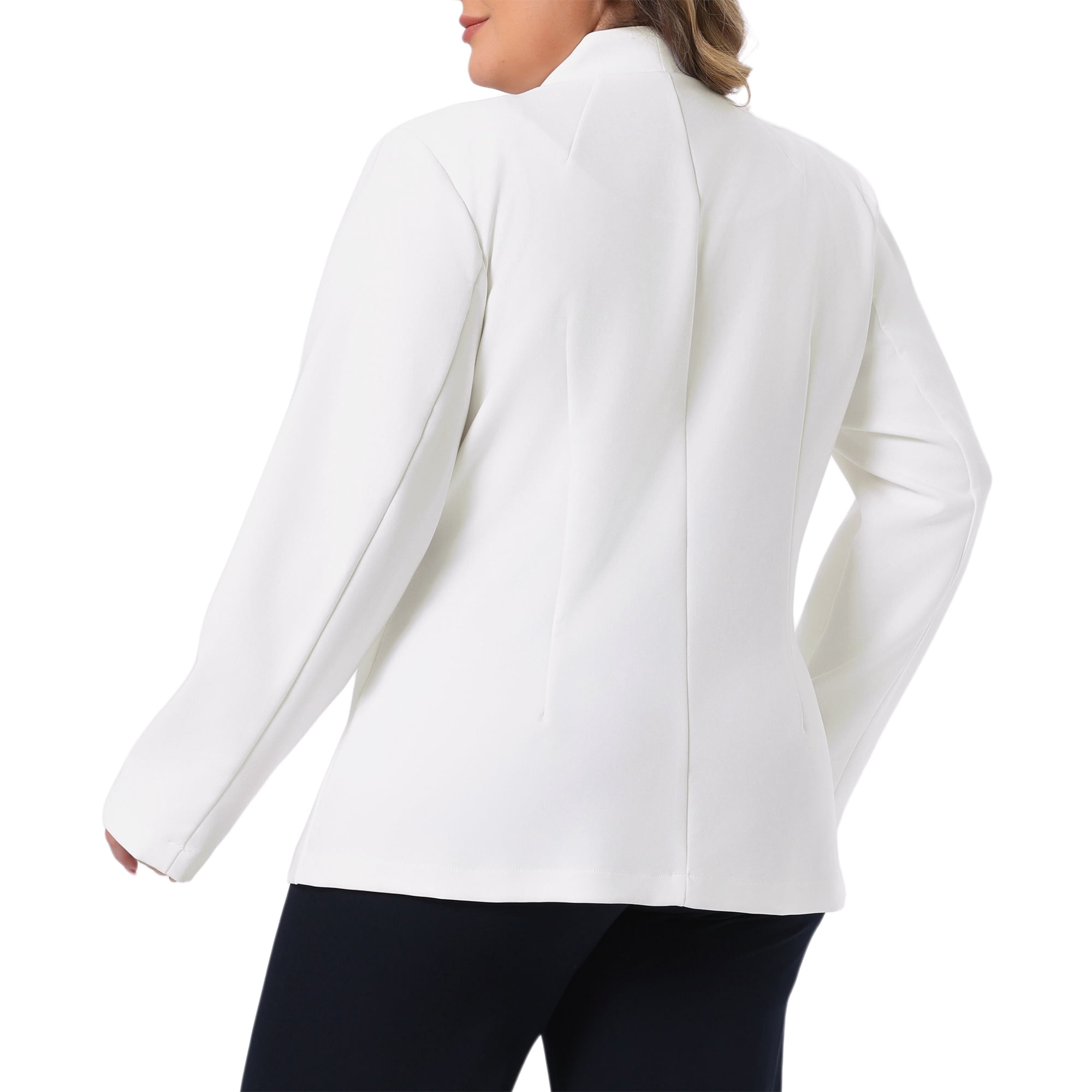 DARING DIVA Women's Plus Casual Blazer Business Open Front Work Office Jacket 2X White