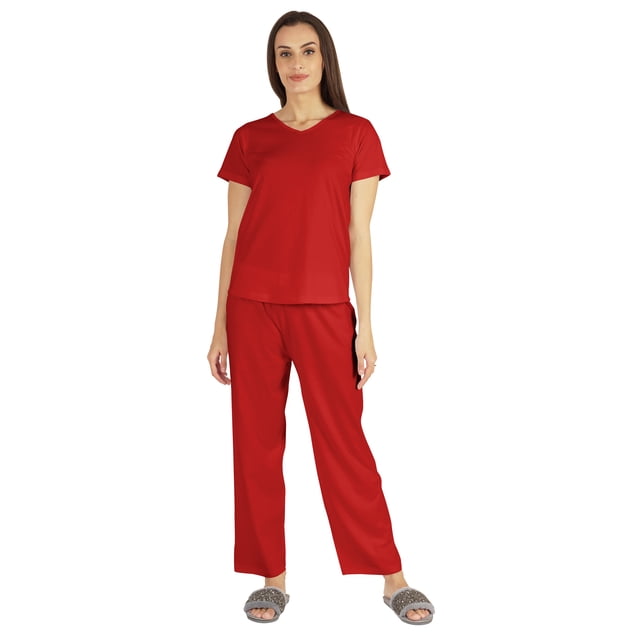 Inkmeso Ensemble de Nuit 2 Pcs pour Femmes Manches Courtes Haut & Pyjama en Coton Doux