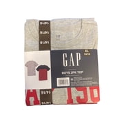 GAP Boy's 2 Pack Short Sleeve Soft Comfort Tagless Logo Tee (Grey Heather/Modern Red, 4/5)