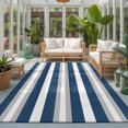 thumbnail image 2 of Large Area Rugs 6'x9', Navy Blue Grey Stripe Carpet Runner Indoor Outdoor Rugs Home Decor Aesthetic, Minimalist Farmhouse Striped Non Slip Mats Washable Accent Rug for Living Room Bedroom, 2 of 8