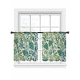thumbnail image 2 of Sheer Curtains 54 Inches Long 2 Panels, Teal Green Palm Leaves on Linen Rod Pocket Curtain Voile Draperies, Summer Botanical Light Filtering Window Treatment for Living Room Kitchen Bedroom, 2 of 8