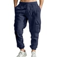 thumbnail image 1 of Pantalones casuales de lino para hombre: múltiples bolsillos y lazos, para primavera/verano/otoño, versátiles con camisetas, lavables a máquina, tallas S-XXXL., 1 of 8