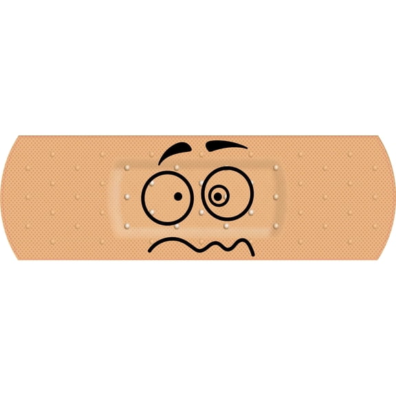 StickerTalk Crazy Face Bandage Vinyl Sticker, 8 inches x 2.5 inches