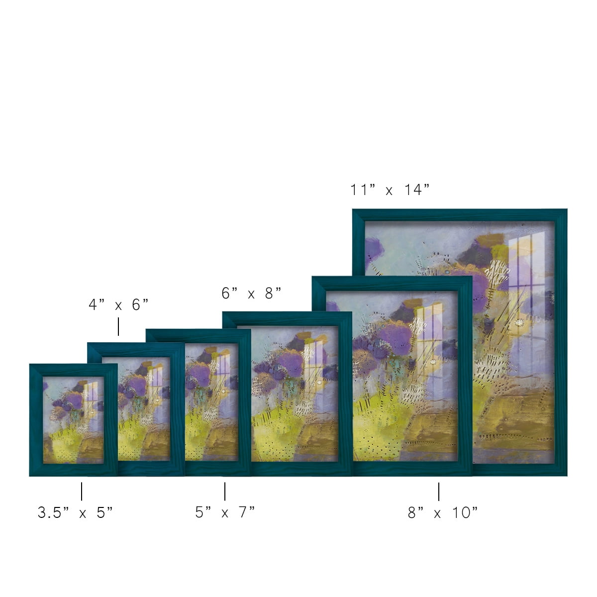 Blumen I -Framed Print w/glass-Ocean Blue