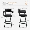 thumbnail image 5 of Zesthouse 26" Counter Height Swivel Barstools, Faux Leather Upholstered Bar Stools Set of 2, Armrests, Metal Base, Black, 5 of 12