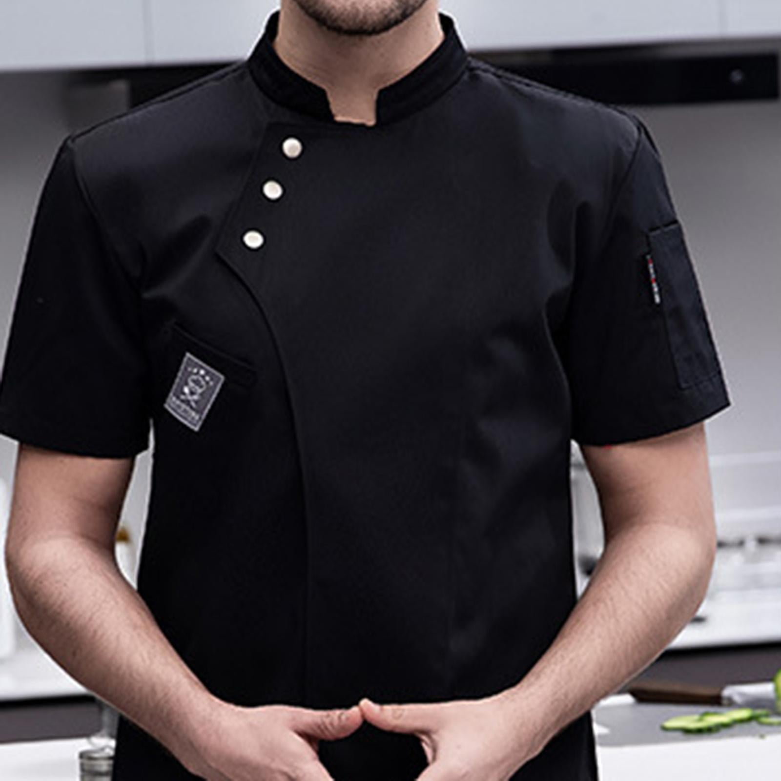 Short Sleeve Chef Coat Hotel Kitchen Restaurant Chef Vest Apparel Blue XXL 
