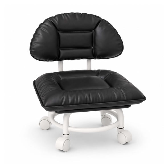Rolling Low Stool with Backrest,Mobile Low Chair for Entryway, Cleaning and Kitchen Tasks