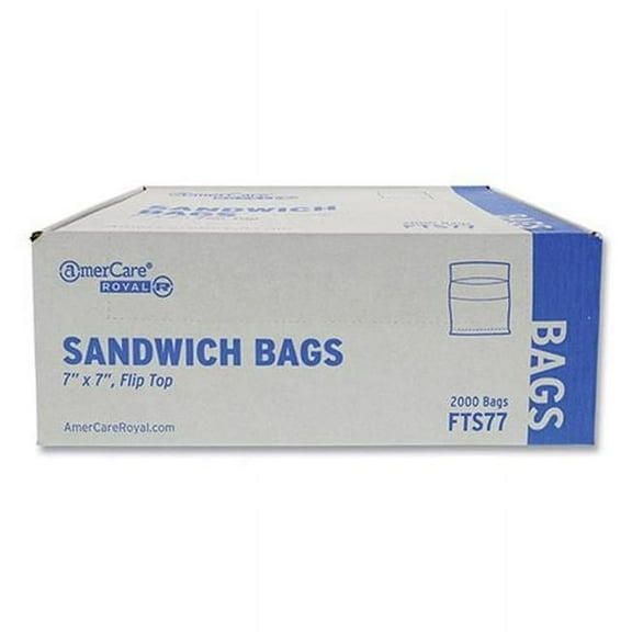 Amercare RPPFTS77 7 x 7 in. Flip Top Sandwich Bag, Clear - Pack of 2000