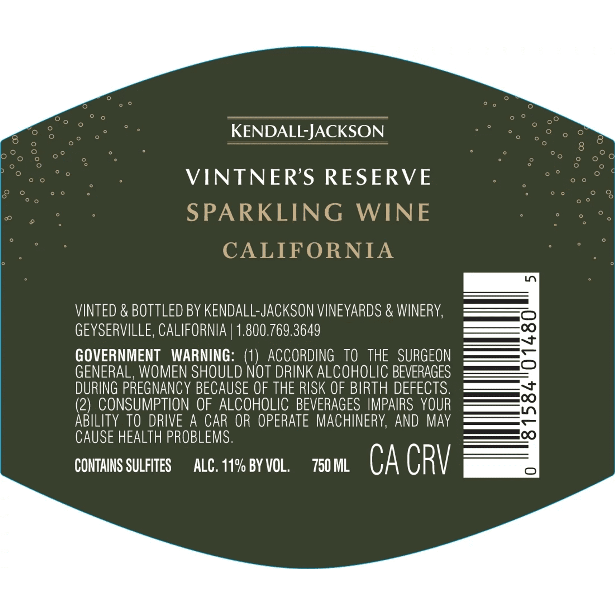 Kendall-Jackson Vintner's Reserve Brut Cuvee Sparkling Wine 750ml - Crisp, Elegant Finish, 11% ABV