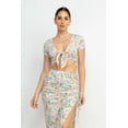 thumbnail image 2 of Front Knot Floral Top & Ruched Maxi Skirts Set, 2 of 7