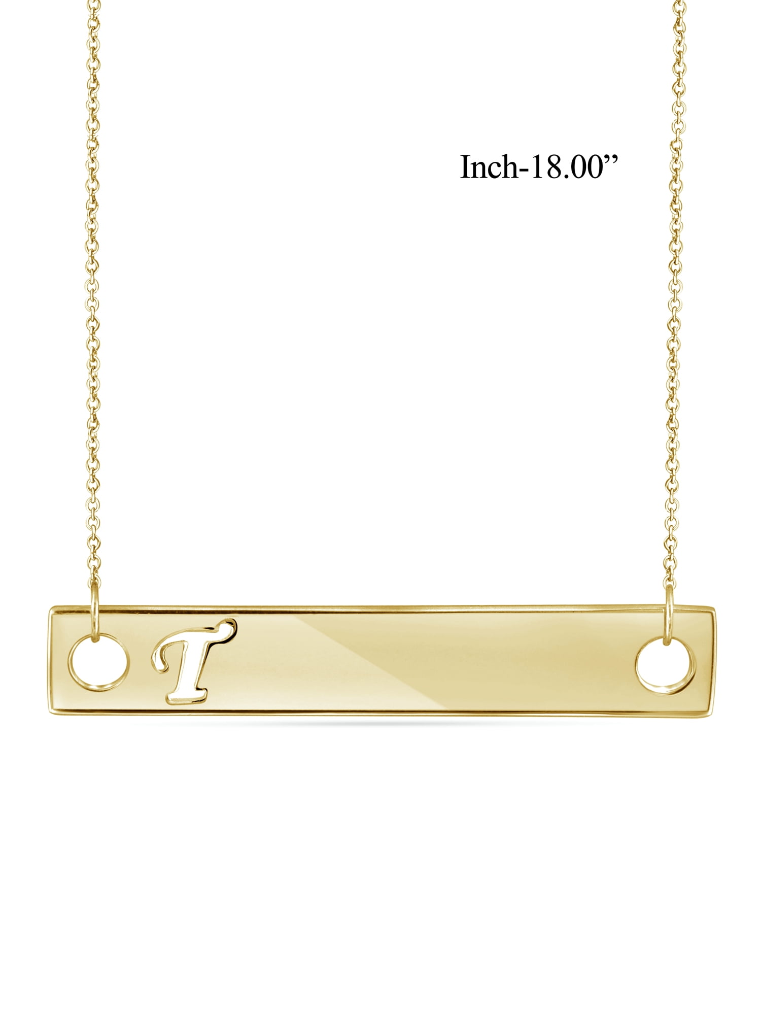 JewelersClub T Initial 14K Gold Over Silver Bar Necklace