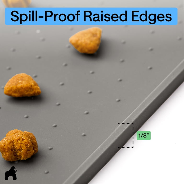 Gorilla Grip Waterproof Raised Edge Silicone Pet Feeding Mat, 18.5
