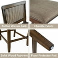 thumbnail image 6 of Guyou 26" Rattan Bar Stools Set of 2, Farmhouse Chenille Upholstered Counter Height Stools with Cane Woven Back, Mid-Century Modern Wooden Bar Chairs for Kitchen Island, Walnut Brown, 6 of 7