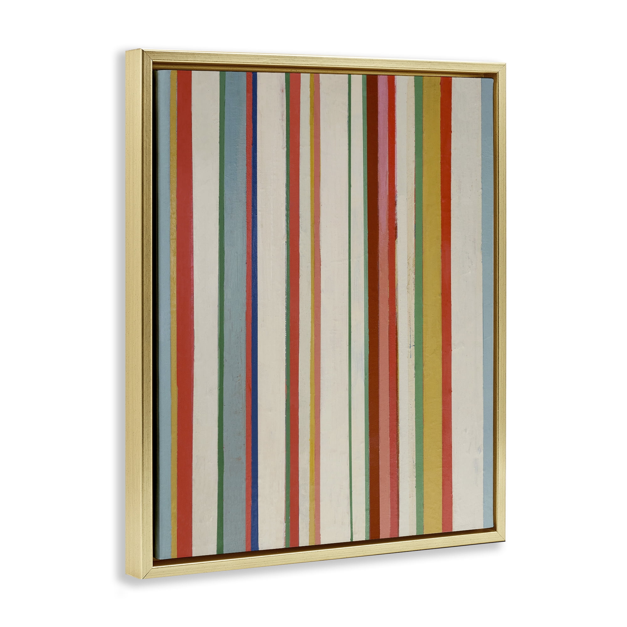 Stupell Industries Linear Rustic Stripes Abstract Painting Gold Floater Framed Canvas Art Print Wall Art, 25 x 31
