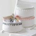 thumbnail image 4 of Cotton Rope Storage Basket Foldable Woven Storage Box Small Storage Baskets for Nursery, Living Room, Office - White / Pink Pompoms, 4 of 6
