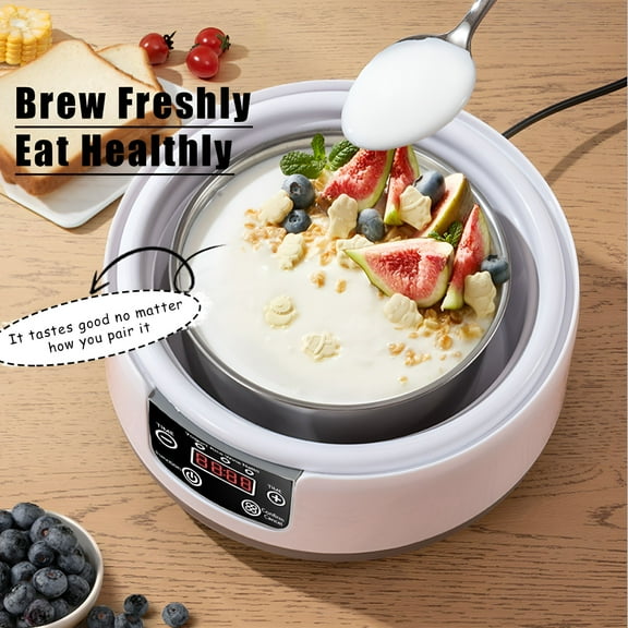 ACDANC 1.2L Fully Automatic Yogurt Maker with Timer&Temperature Control,Vegan&Flavored Yogurt,LCD Display,Food-Grade Stainless Steel Liner,36 Hour Capacity (No Glass Jars,20cm/7.87")