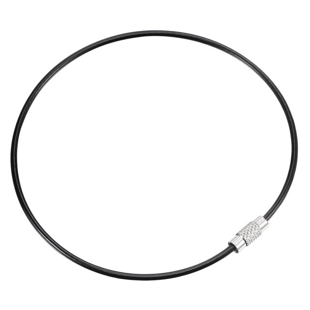Unique Bargains 250mm Longueur PVC Enduit en Acier Inoxydable Boucle Porte-Clés Câble Noir 4 Comte
